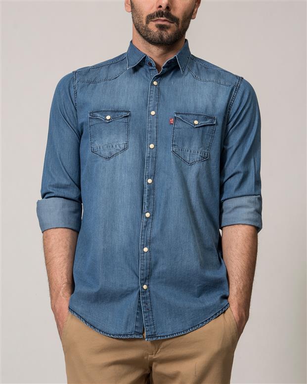 ​پیراهن مردانه جین آبی Ebra