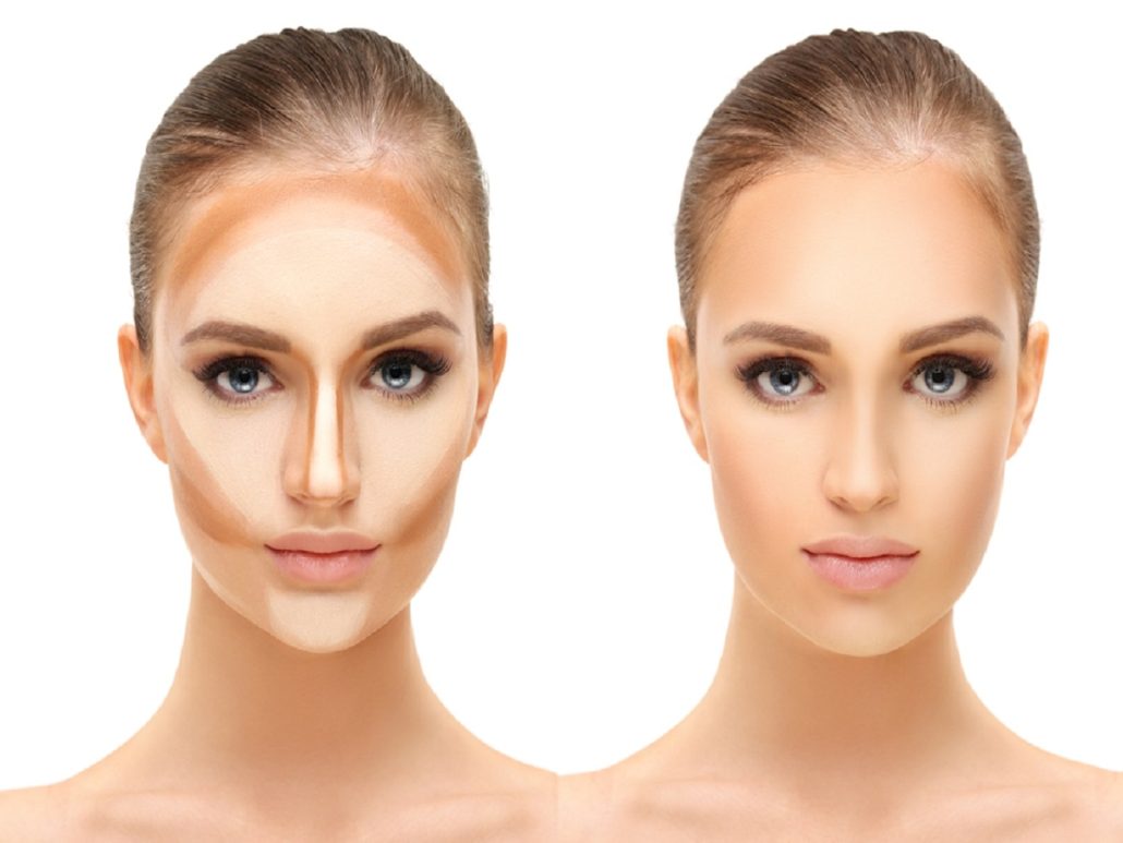  2 تصویر از یک زن قبل و پس از کانتورینگ صورت که نشان می‌دهد این روش تا چه اندازه‌ای روی زیبایی اثرگذار خواهد بود.