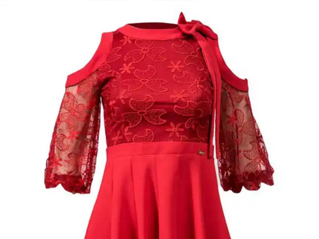 لباس مجلسی زنانه کوتاه آف شولدر قرمز ویچی