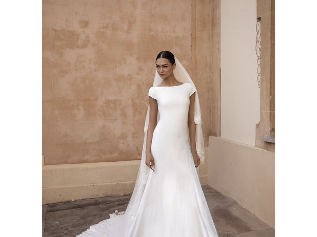لباس عروس بلند کرپ مدل پری دریایی