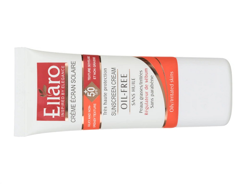 کرم ضد آفتاب کرم پودری SPF50 فاقد چربی الارو Ellaro مدل Oil Free