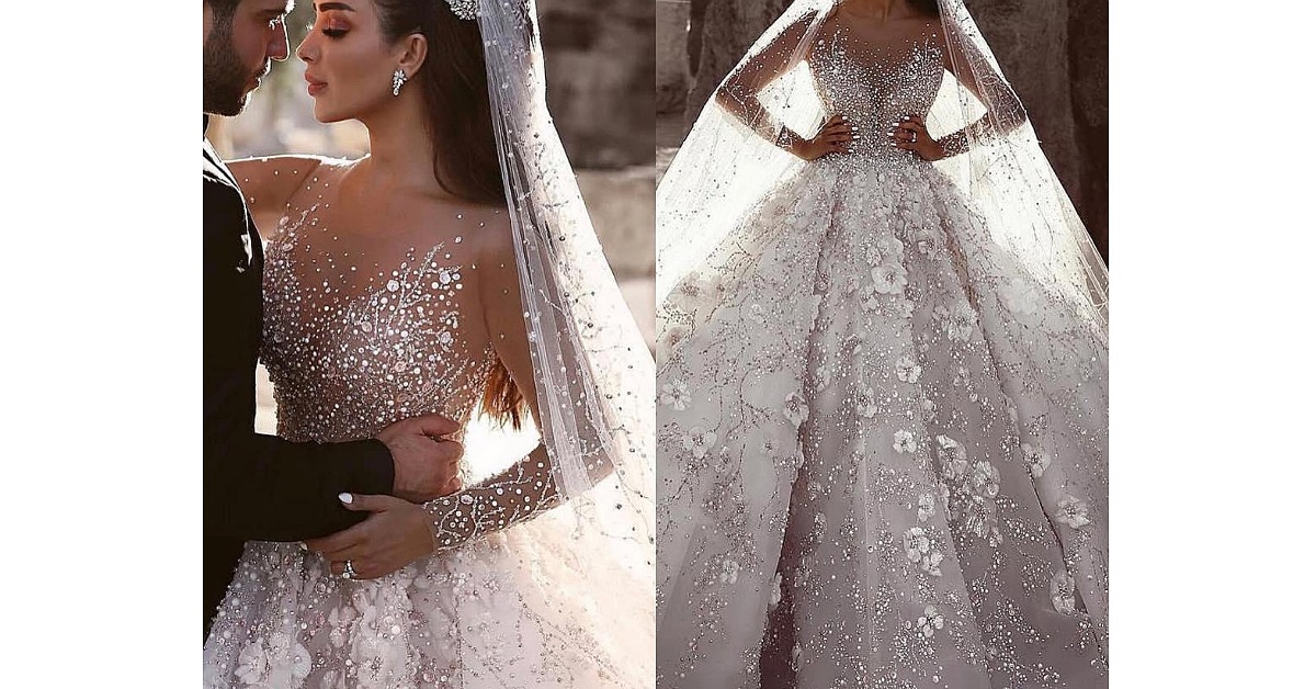 جواهر دوزی سبکی جدید روی لباس عروس