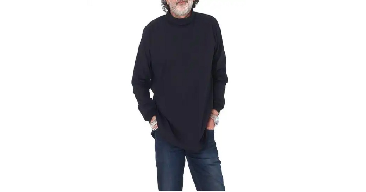 تی شرت مردانه آستین بلند مدل استیو جابز مشکی هیتو استایل