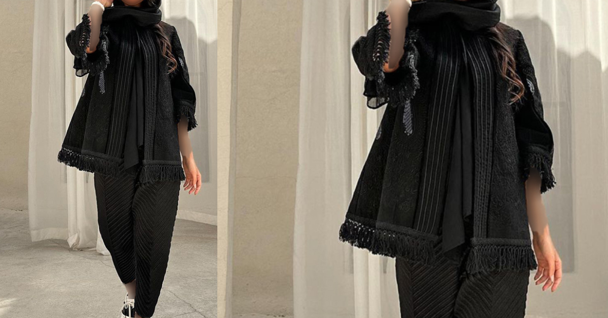 مانتو ریش ریشی مشکی