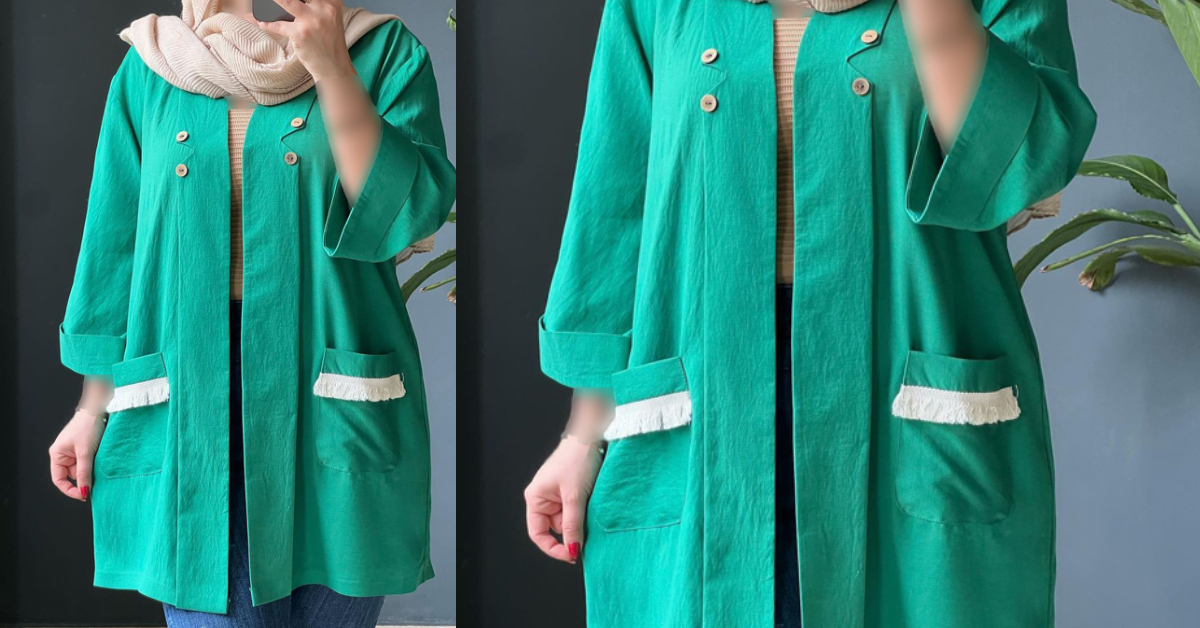 مانتو با جیب ریش ریشی