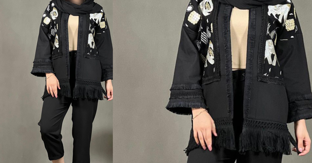 مانتو ریش ریشی مشکی