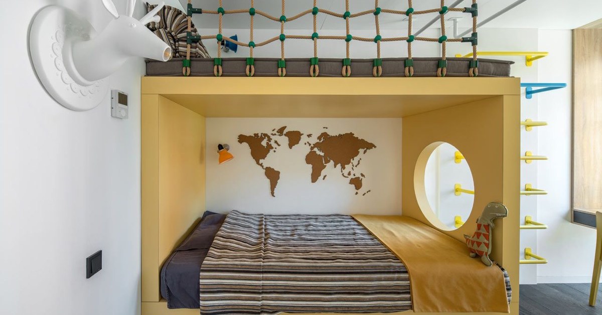 دکوراسیون اتاق کودک با تم نقشه جهان