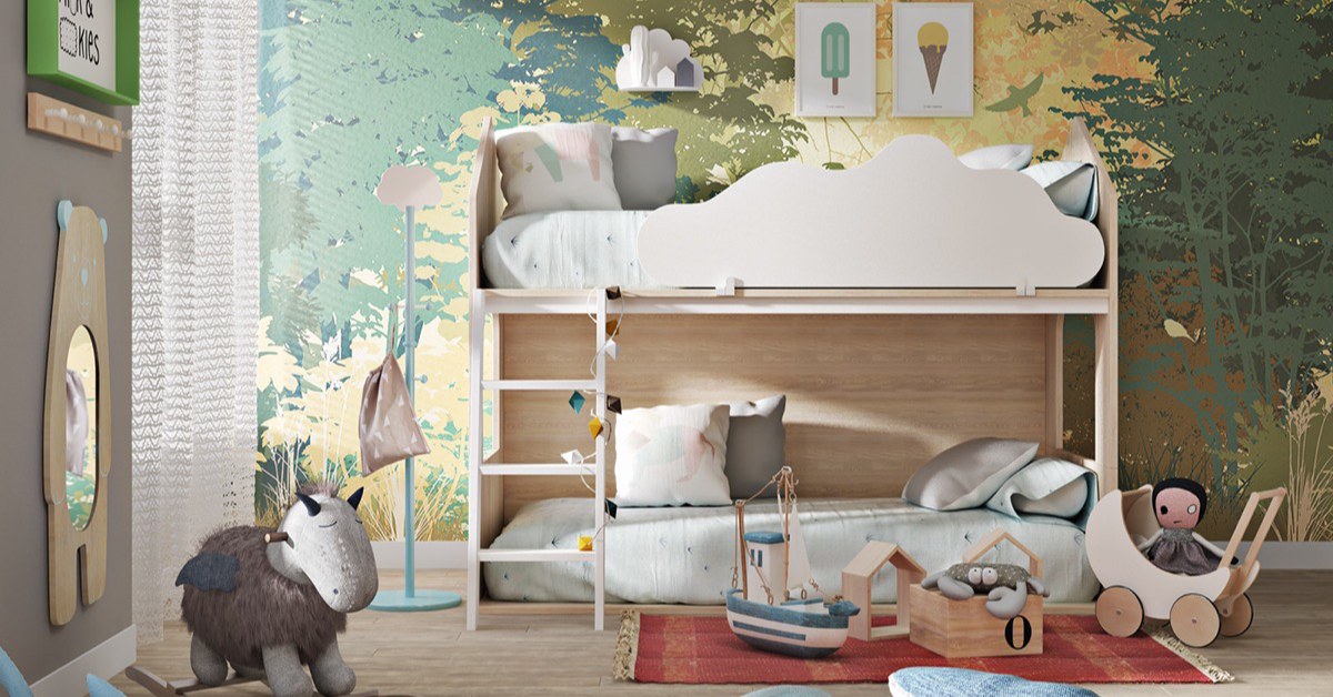 اتاق خواب کودک با تم سبز از طبیعت